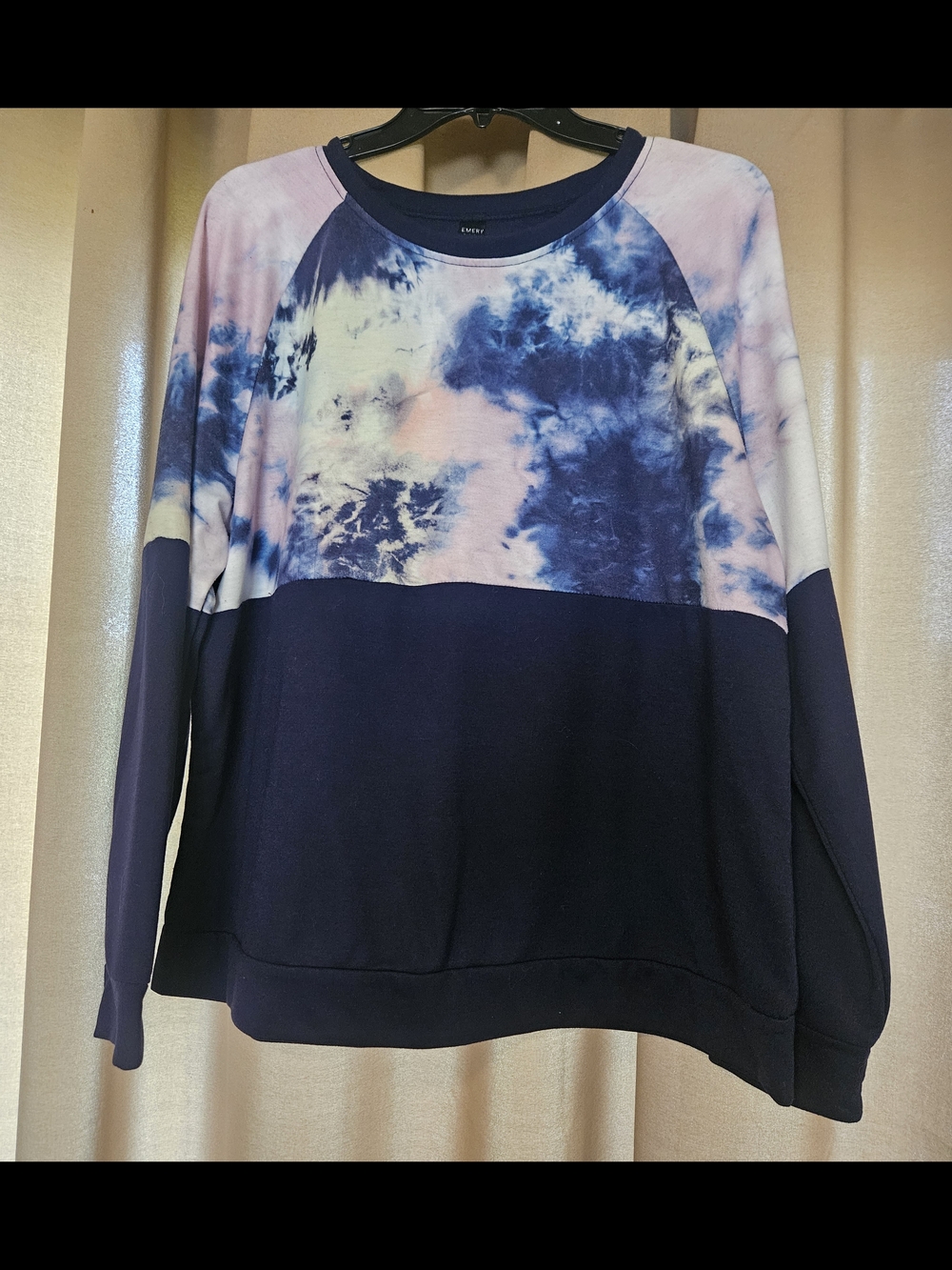 Tie-Dye Yoke Crewneck Sweatshirt - Navy & Light Pink